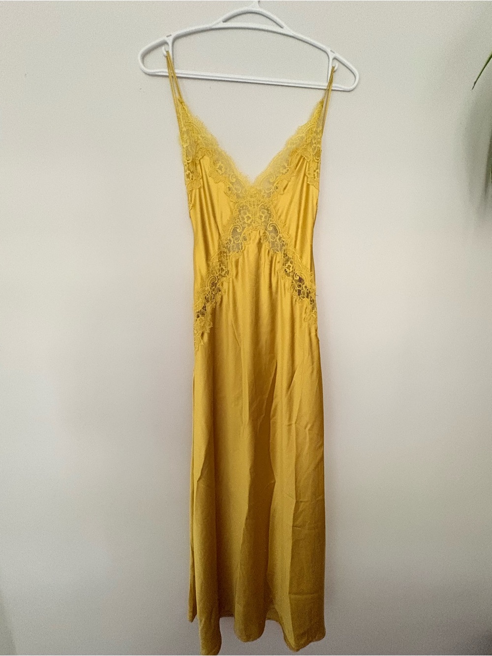 NWT Zara Yellow Lace-Trim Slip Dress